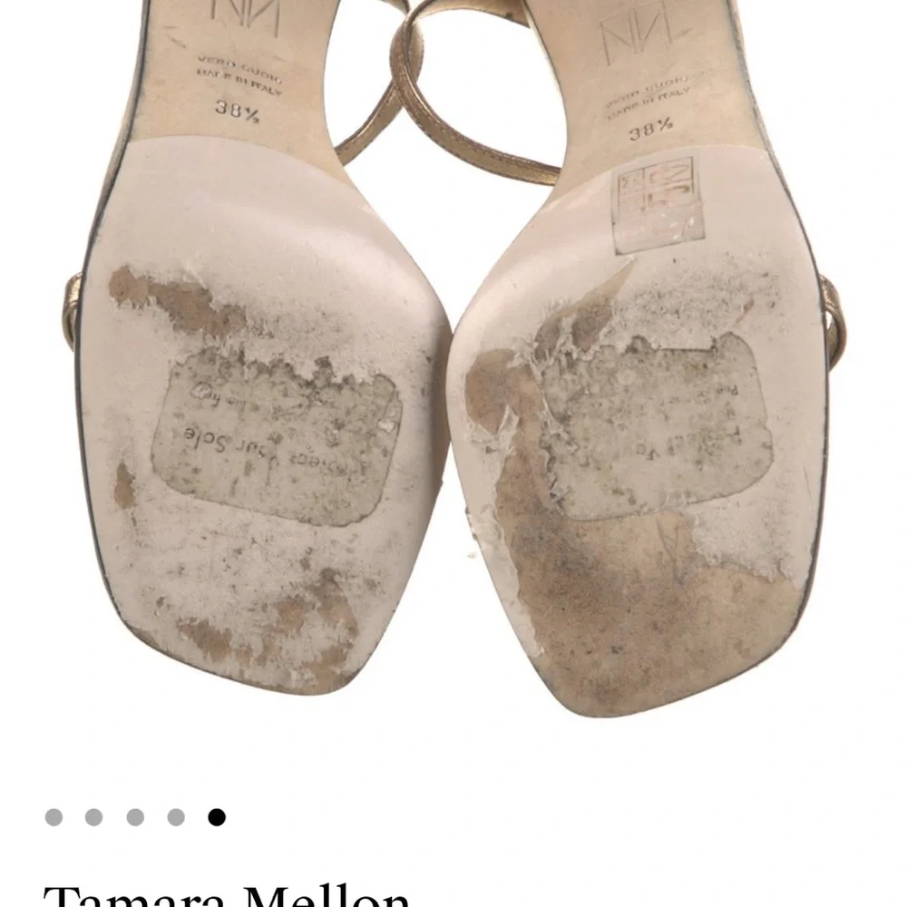 Tamara Mellon Gold Pillow Top Heels Strappy Sandal